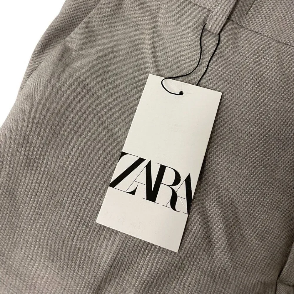 Zara Mens Trouser Pants Size EU 40 US 31 Stone Grey Textured Fabric 5338/252 NWT